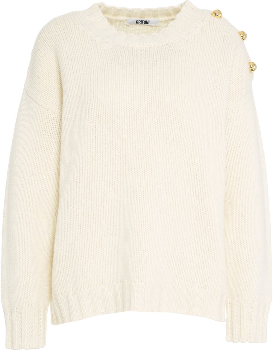 Grifoni Sweater with decorative buttons Wit