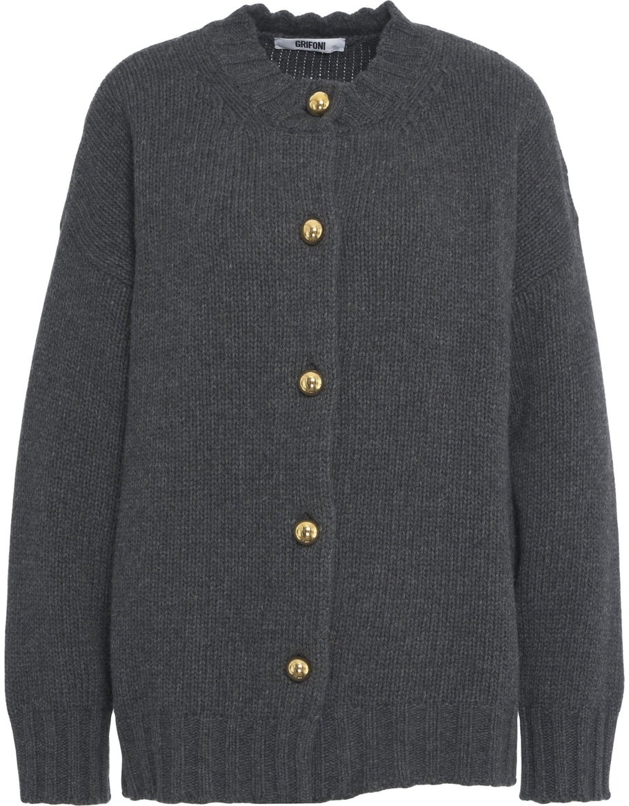 Grifoni Virgin wool cardigan Grijs