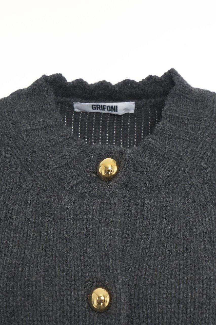 Grifoni Virgin wool cardigan Grijs