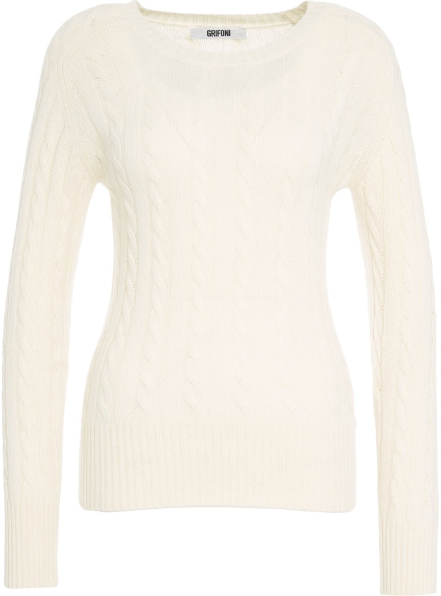 Grifoni Sweater with cable knit pattern Wit