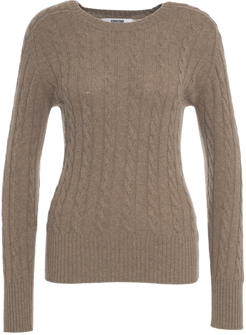 Grifoni Sweater with cable knit pattern Beige