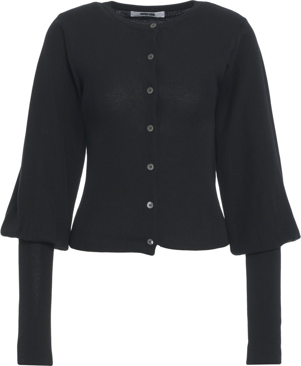 Grifoni Ribbed cardigan Zwart