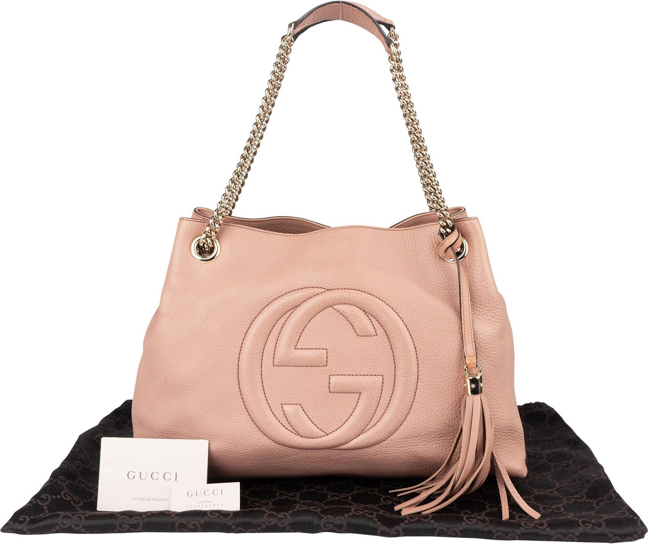 Gucci Gucci Leather Soho Chain Tote Shoulder Bag Rood