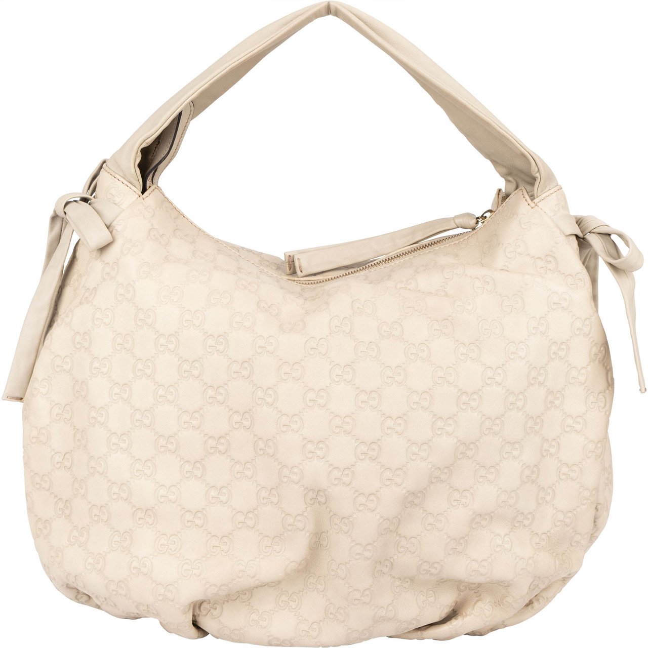 Gucci Leather GG Monogram Guccissima Hysteria Handbag Beige