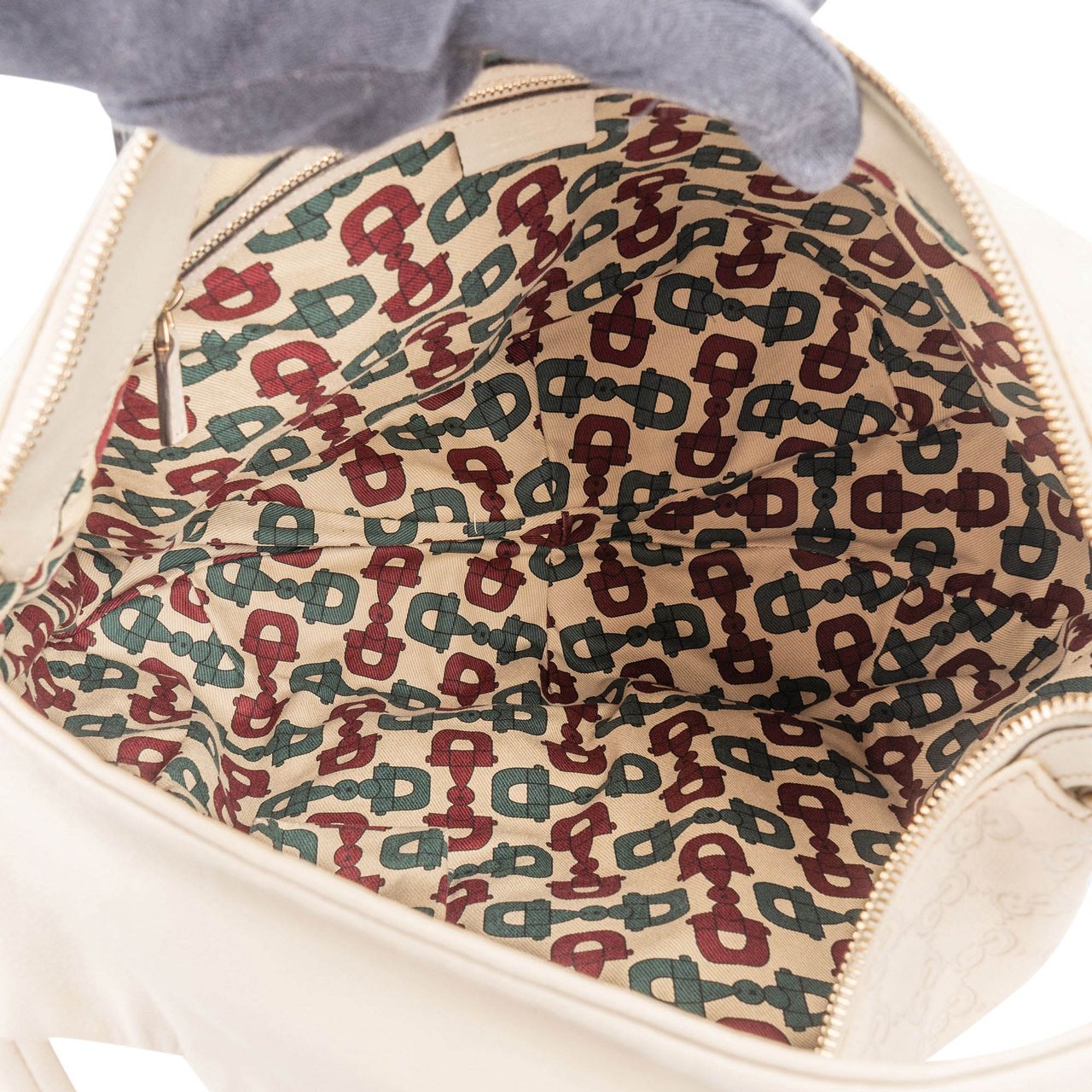 Gucci Leather GG Monogram Guccissima Hysteria Handbag Beige