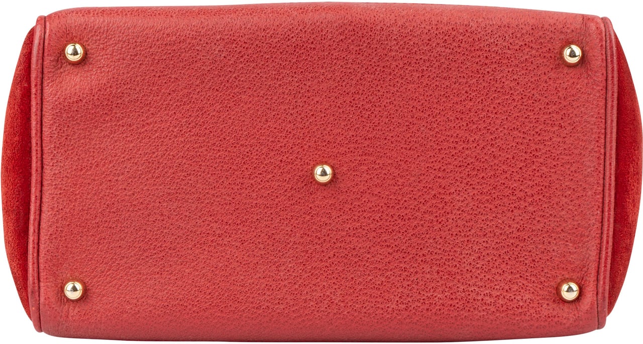 Gucci Gucci Suede Bamboo Top Handle Handbag Rood