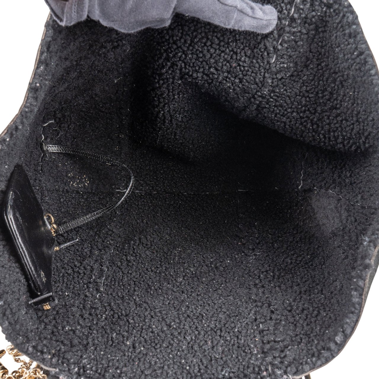 Gucci Gucci Suede GG Monogram Jolicoeur Shearling Tote Handbag Zwart