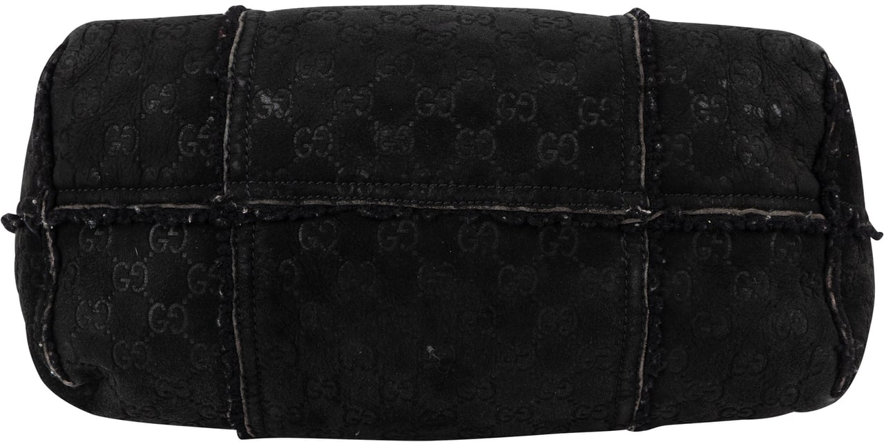 Gucci Gucci Suede GG Monogram Jolicoeur Shearling Tote Handbag Zwart