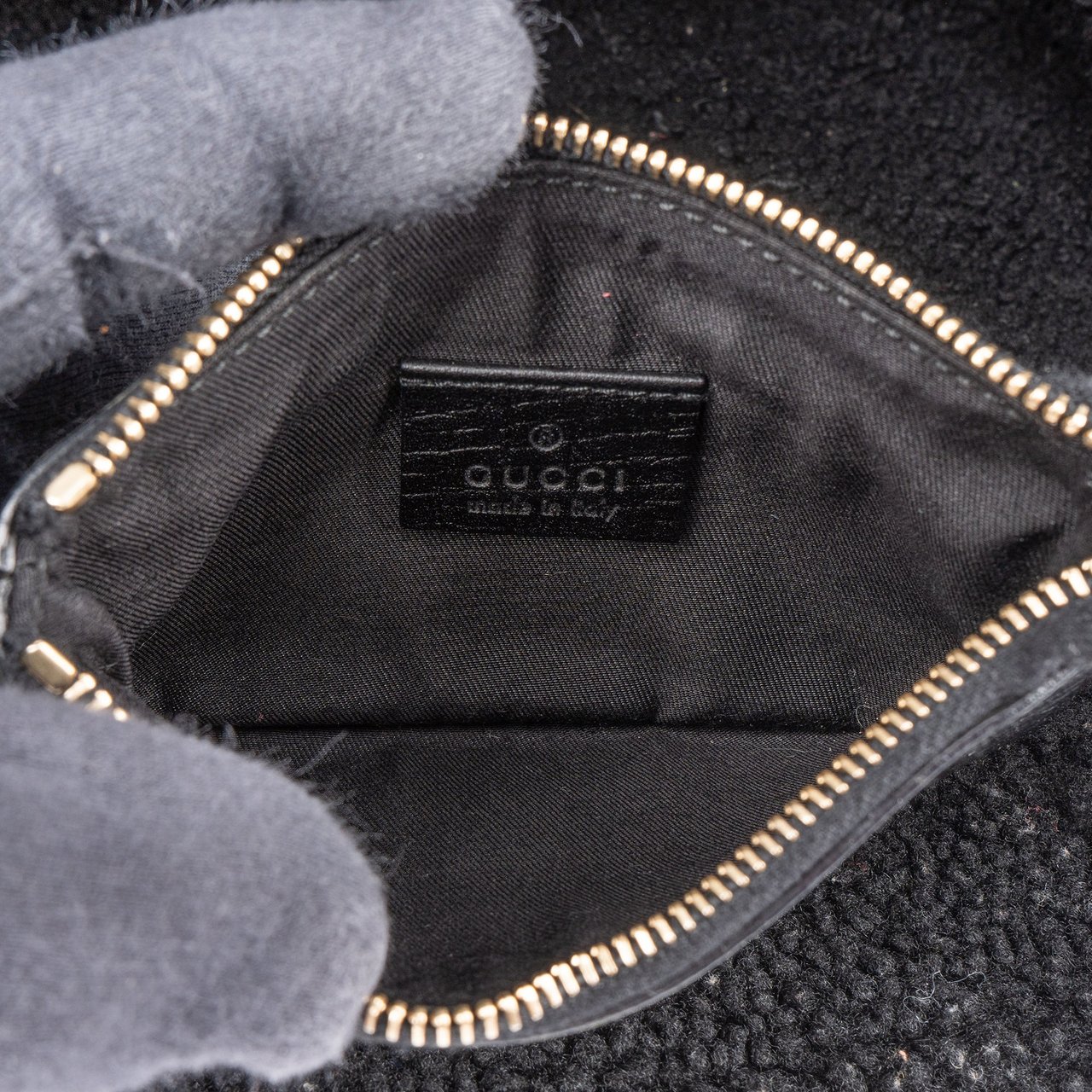 Gucci Gucci Suede GG Monogram Jolicoeur Shearling Tote Handbag Zwart