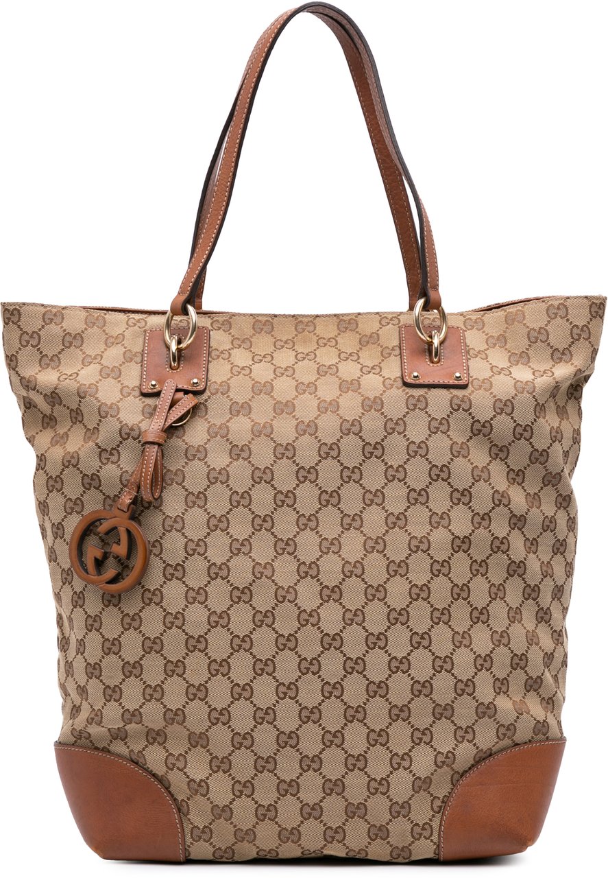 Gucci Large GG Canvas GG Charm Tote Bruin