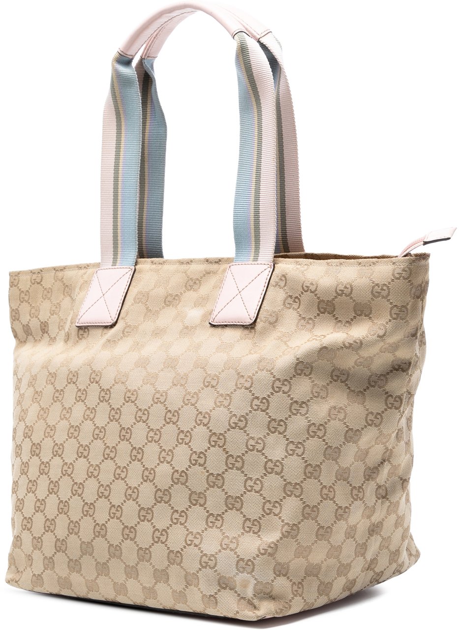 Gucci GG Canvas Web Tote Bruin