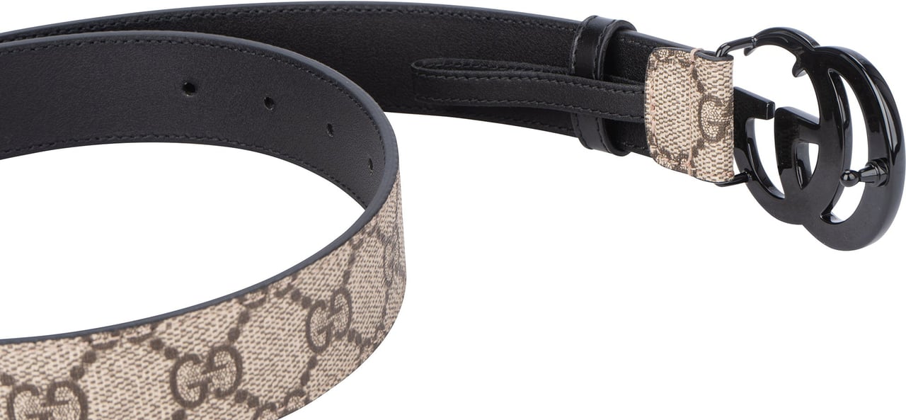 Gucci Gucci Black GG Monogram Belt Zwart