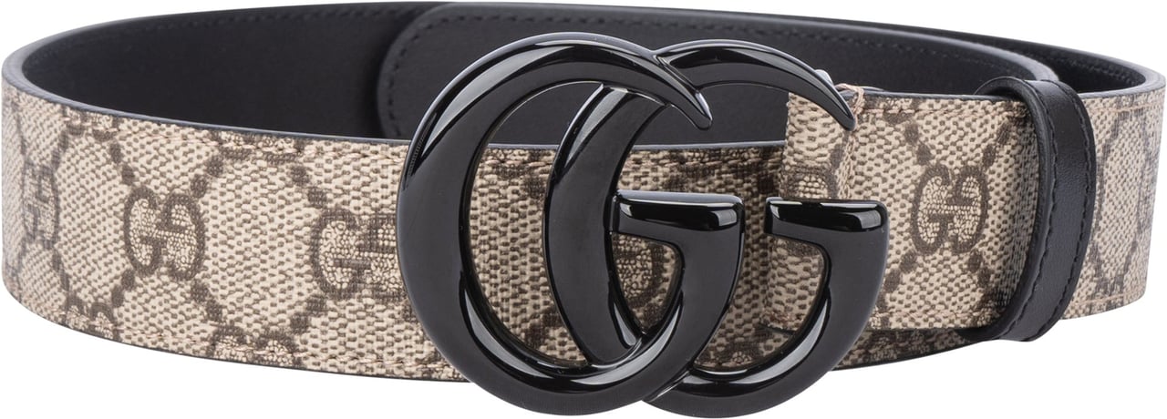 Gucci Gucci Black GG Monogram Belt Zwart