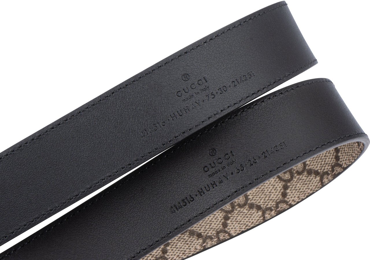 Gucci Gucci Black GG Monogram Belt Zwart