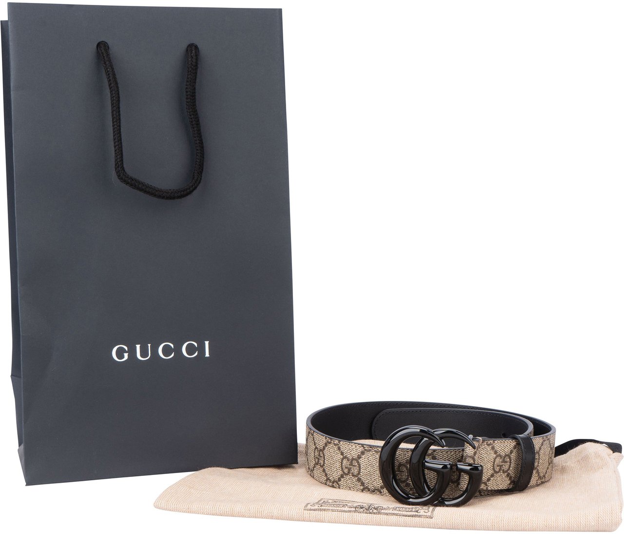 Gucci Gucci Black GG Monogram Belt Zwart