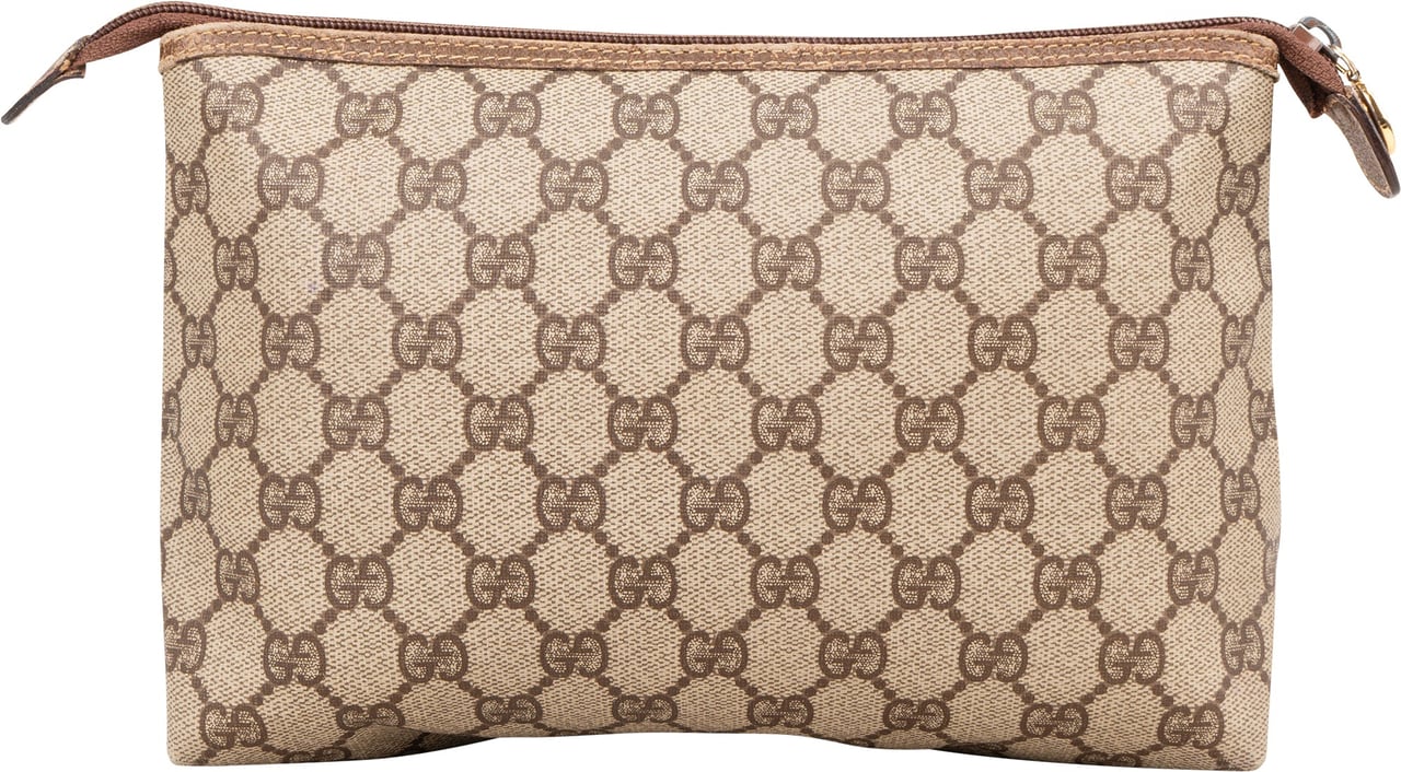 Gucci Gucci Monogram Supreme Canvas Pouch Beige