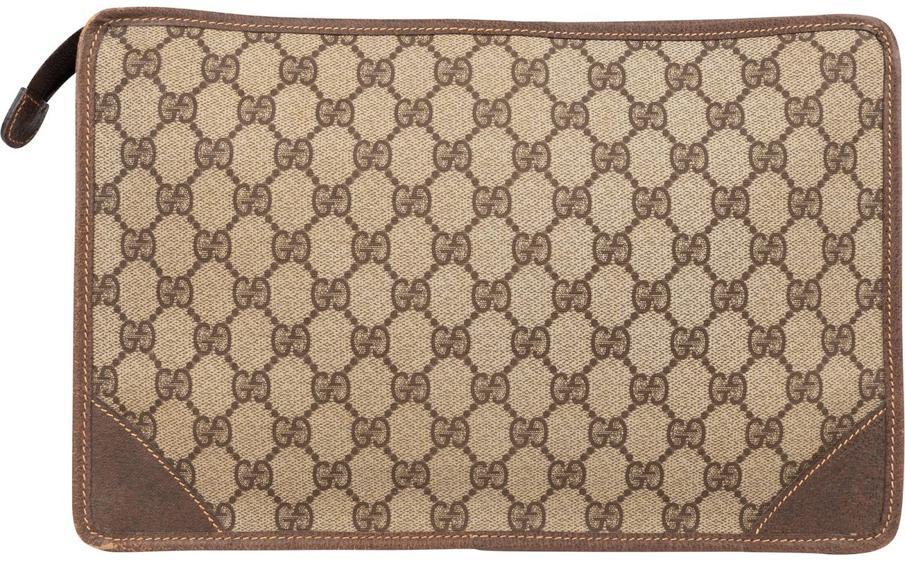 Gucci Gucci GG Monogram Vintage Supreme Clutch Bruin
