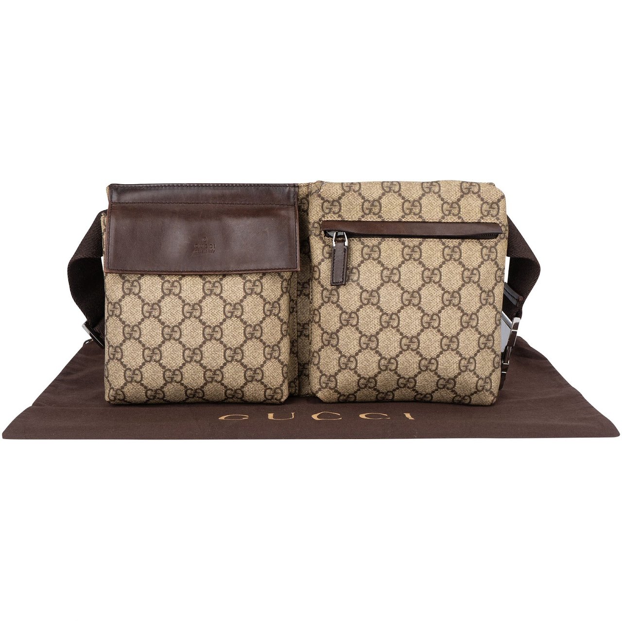 Gucci Gucci Monogram GG Supreme Canvas Belt Crossbody Waist Bag Beige