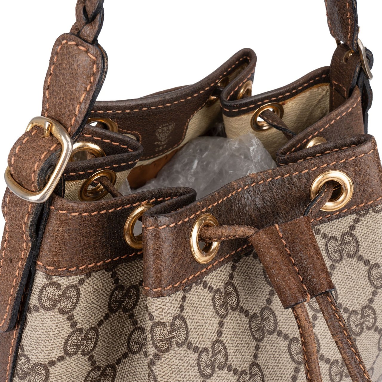 Gucci Gucci Monogram GG Supreme Vintage Bucket Crossbody Bag Beige
