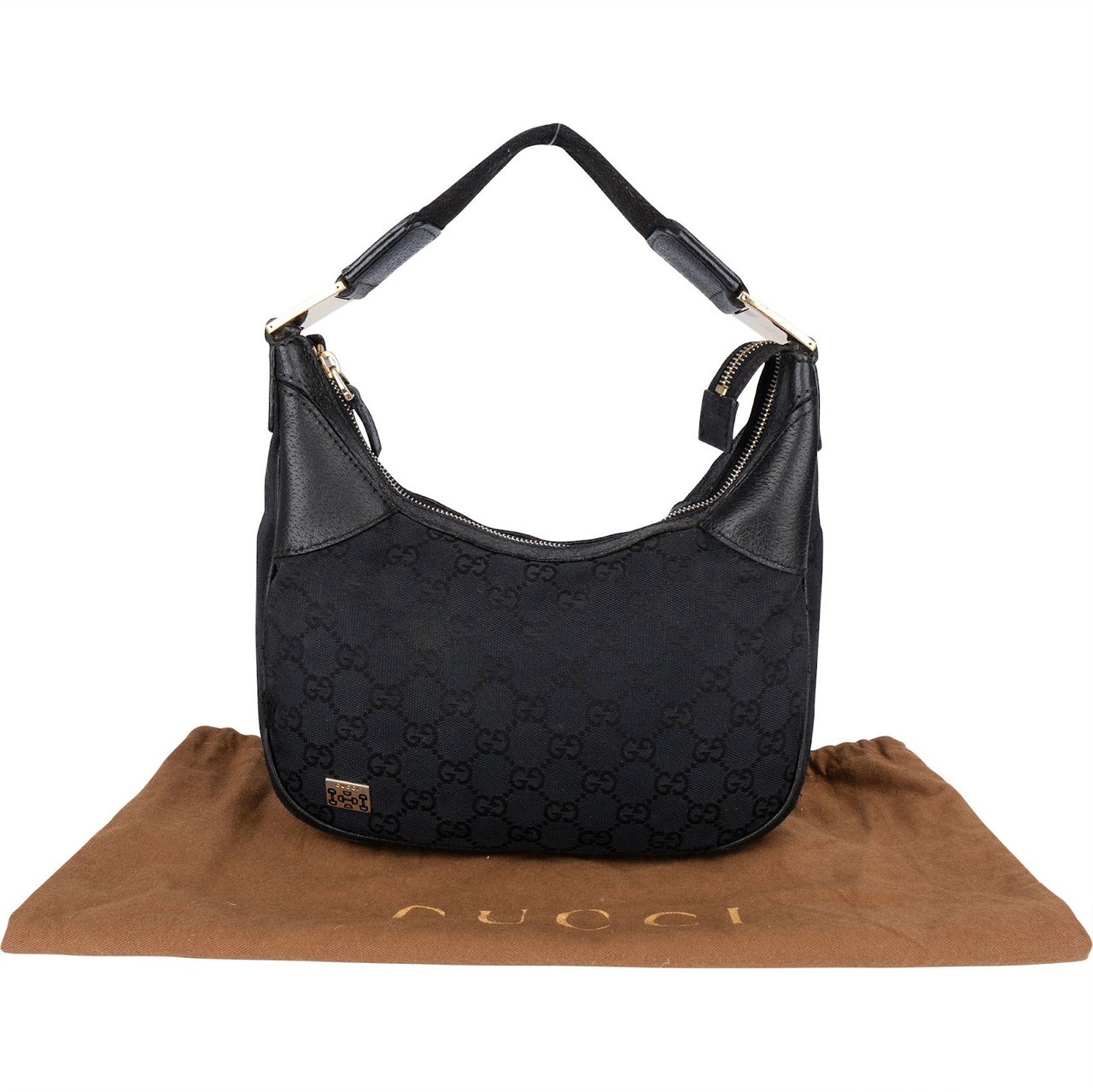 Gucci Gucci Monogram GG Canvas Abbey Shoulder Bag Zwart