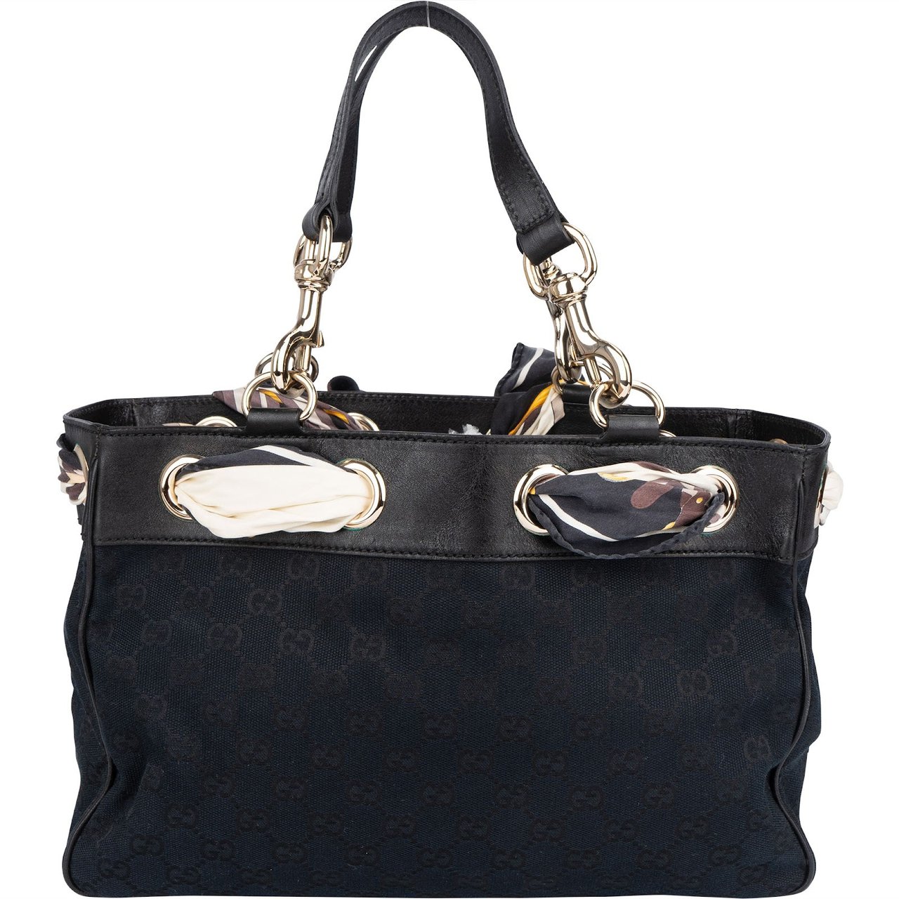 Gucci Gucci Monogram GG Canvas Positano Tote Handbag Zwart