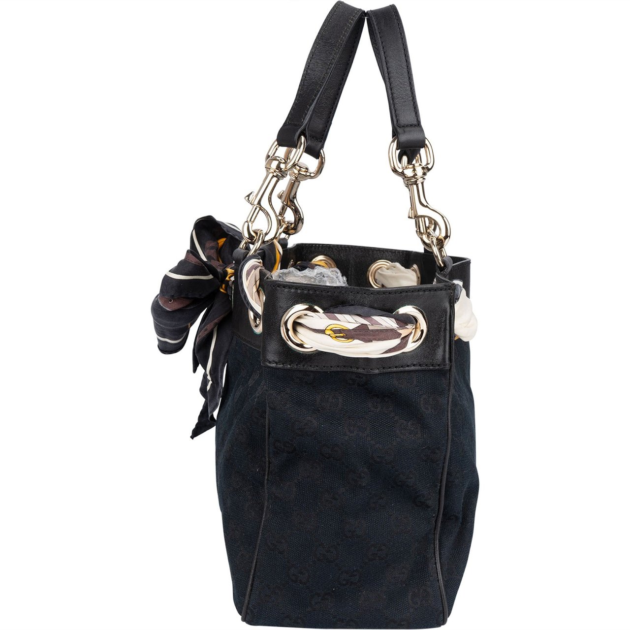 Gucci Gucci Monogram GG Canvas Positano Tote Handbag Zwart