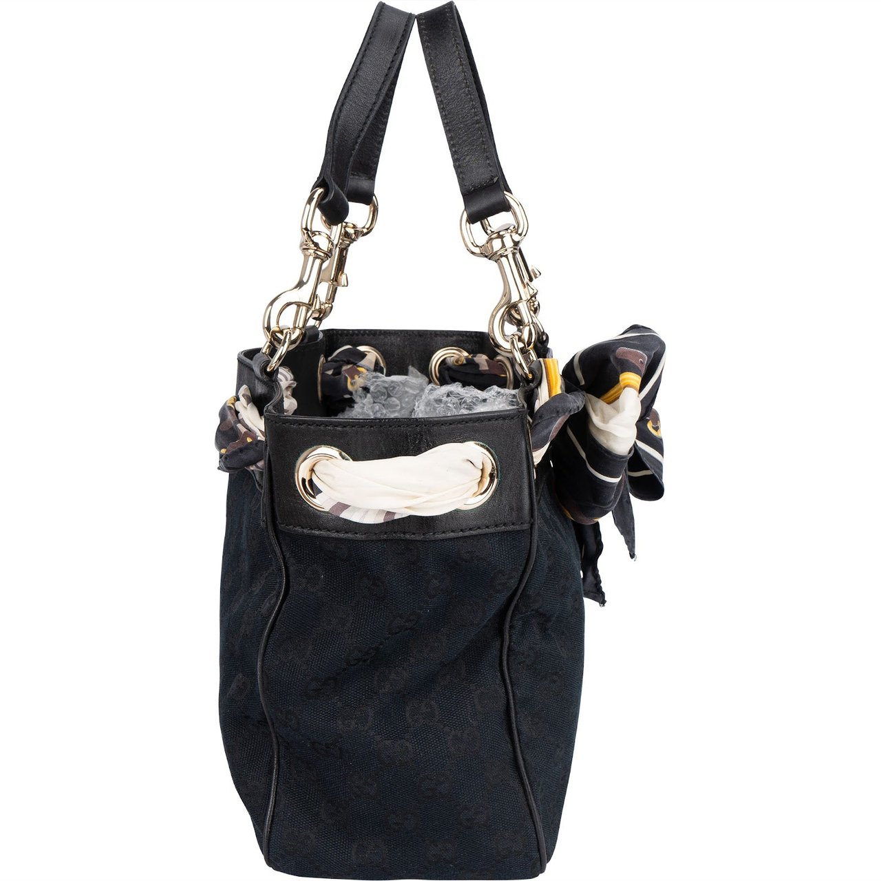 Gucci Gucci Monogram GG Canvas Positano Tote Handbag Zwart