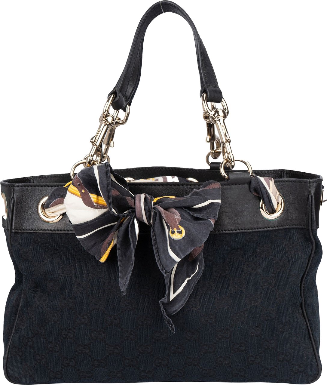 Gucci Gucci Monogram GG Canvas Positano Tote Handbag Zwart