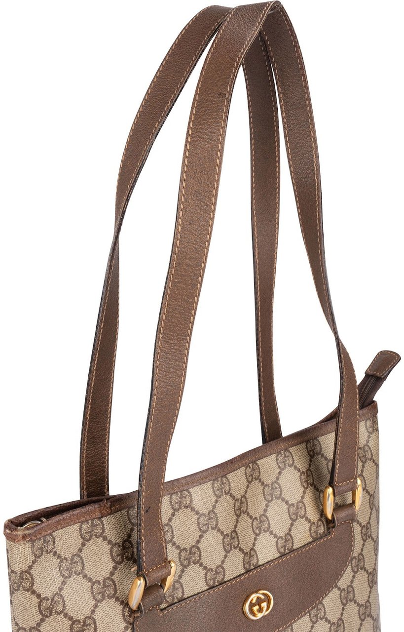 Gucci Gucci Monogram Vintage GG Supreme Tote Shoulder Bag Beige