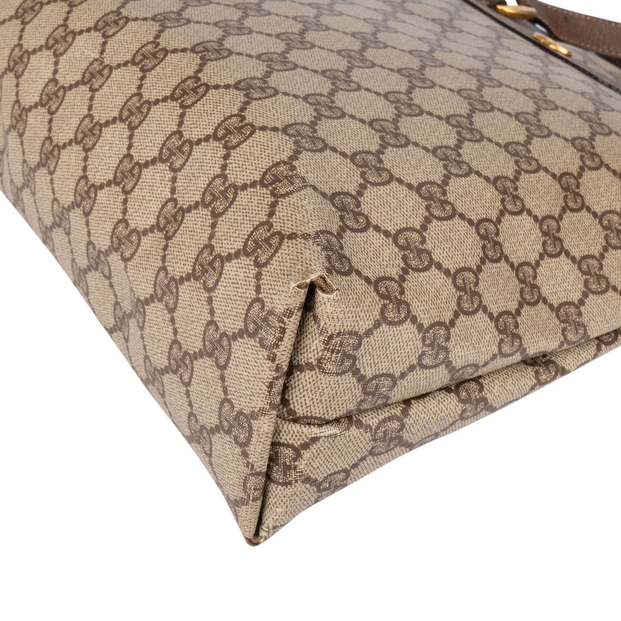 Gucci Gucci Monogram Vintage GG Supreme Tote Shoulder Bag Beige