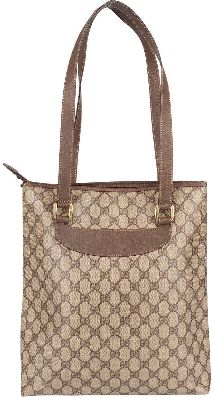 Gucci Gucci Monogram Vintage GG Supreme Tote Shoulder Bag Beige