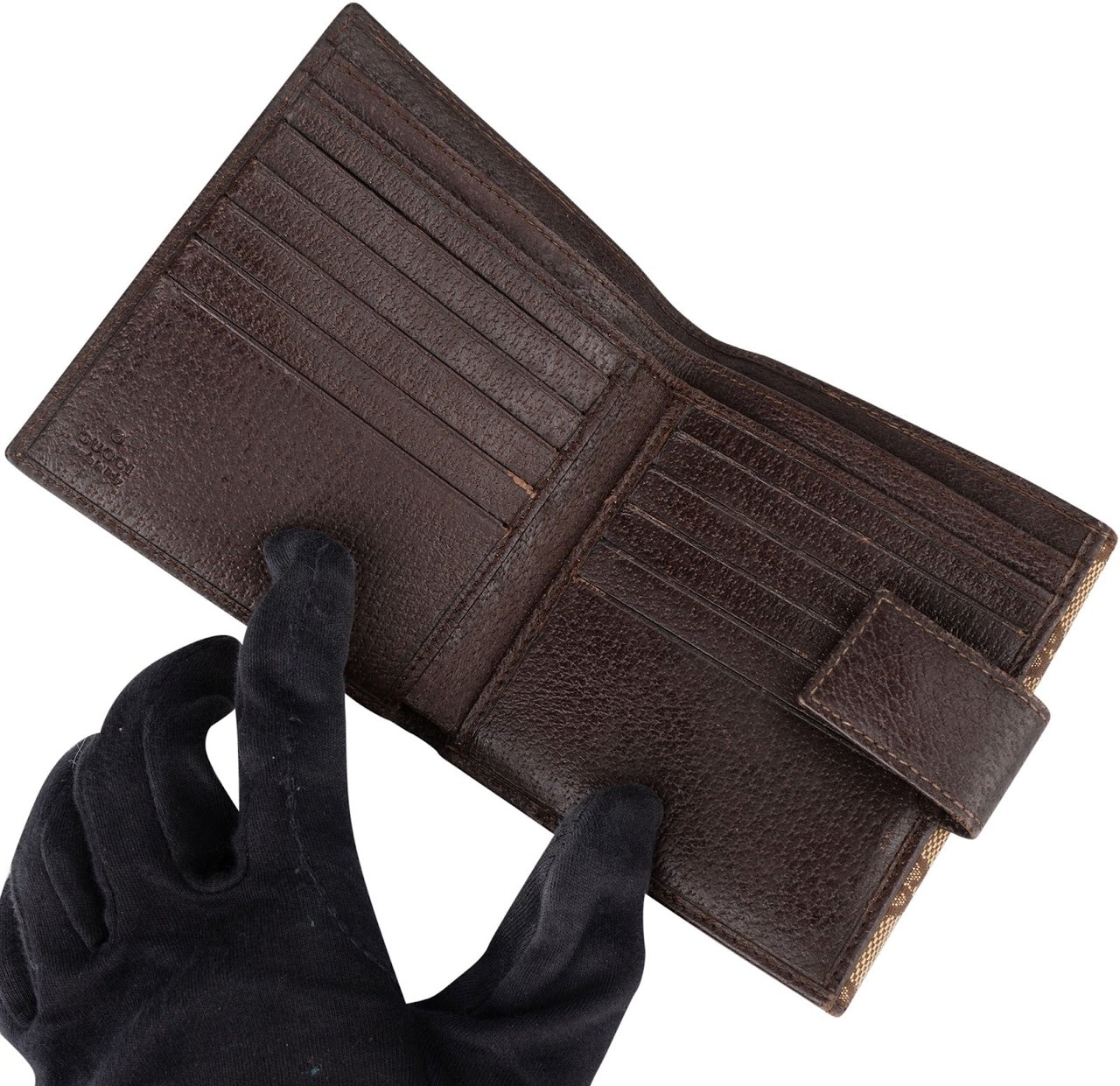 Gucci Gucci Monogram GG Canvas French Flap Wallet Bruin