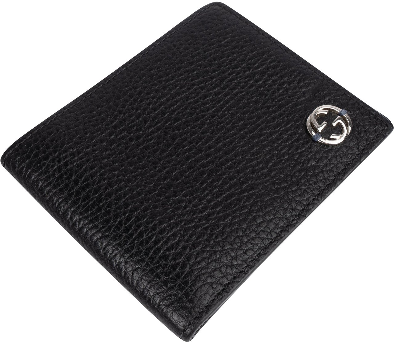 Gucci Gucci GG Emblem Leather Wallet Zwart