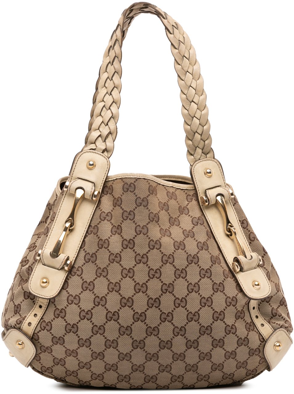 Gucci Small GG Canvas Horsebit Pelham Shoulder Bag Bruin