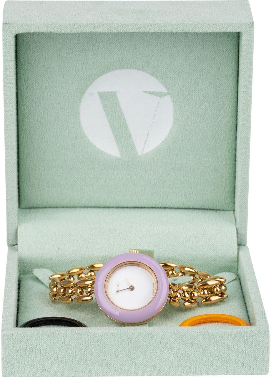 Gucci Gucci Gold Tone Change Bezel 11/12.2 Women Watch Goud