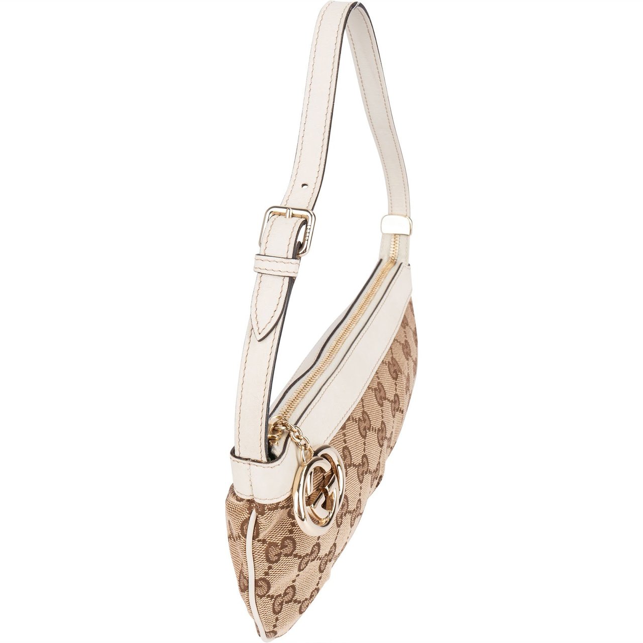 Gucci Gucci Monogram GG Canvas Charm Pochette Shoulder Bag Beige