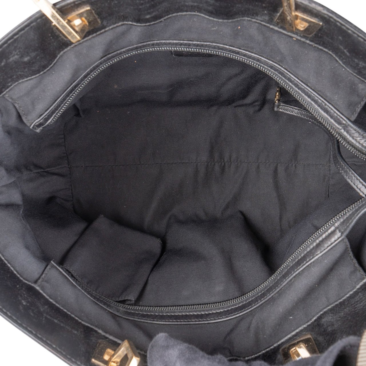 Gucci Gucci Monogram GG Canvas Horsebit Tote Shoulder Bag Zwart