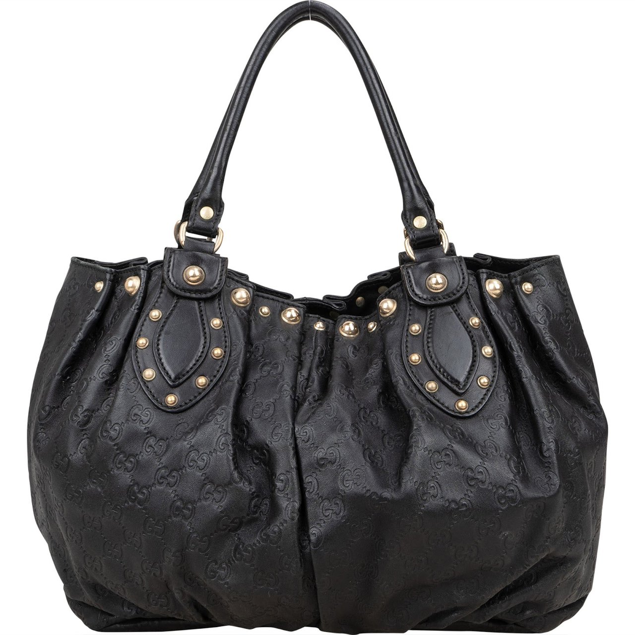 Gucci Gucci Guccissima Leather Studded Pelham Handbag Zwart