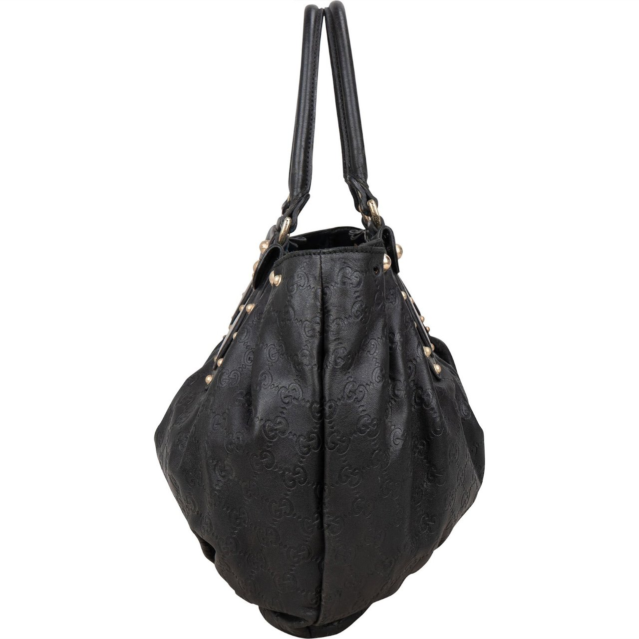 Gucci Gucci Guccissima Leather Studded Pelham Handbag Zwart