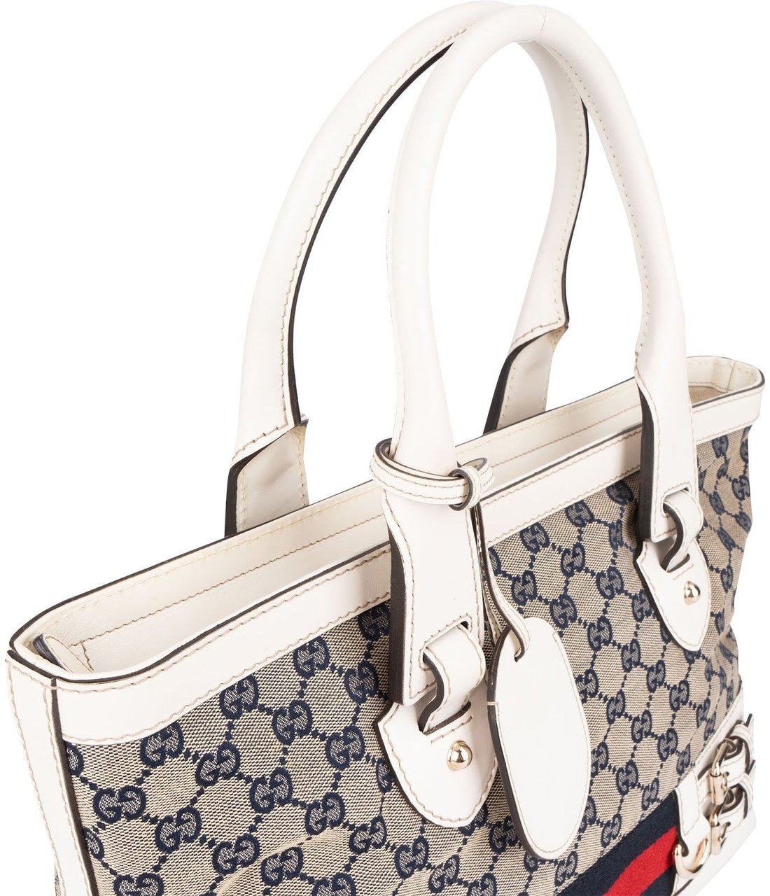 Gucci Monogram GG Canvas Sherry Line White Tote Shoulder Bag Divers