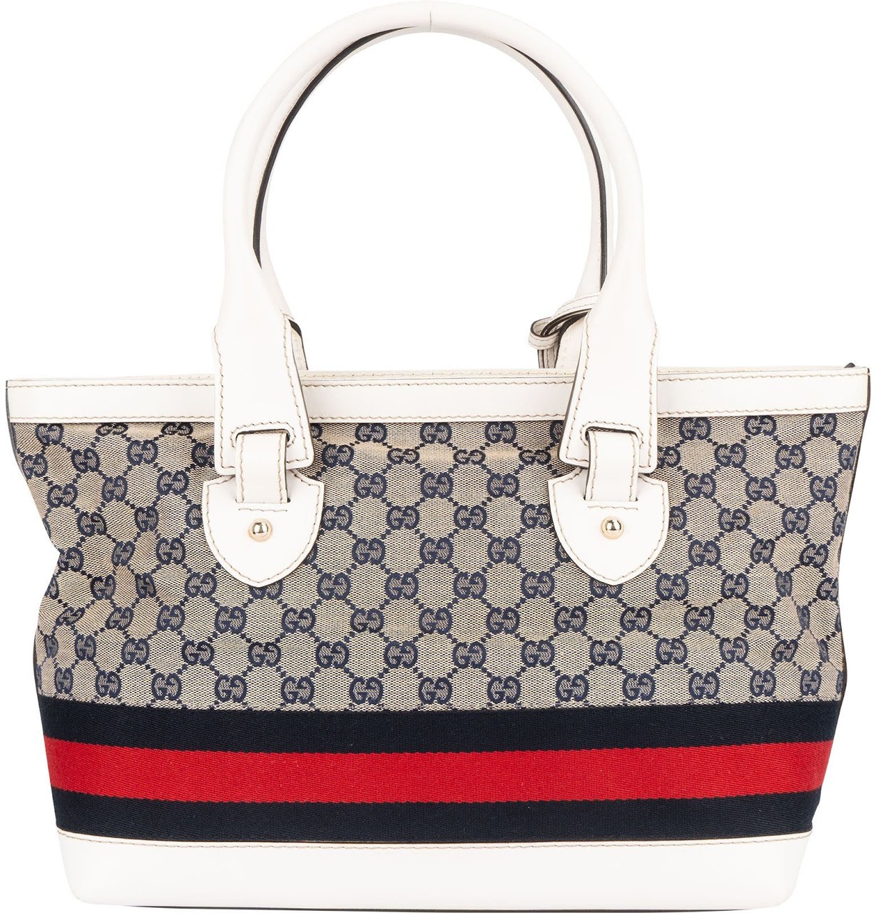 Gucci Monogram GG Canvas Sherry Line White Tote Shoulder Bag Divers
