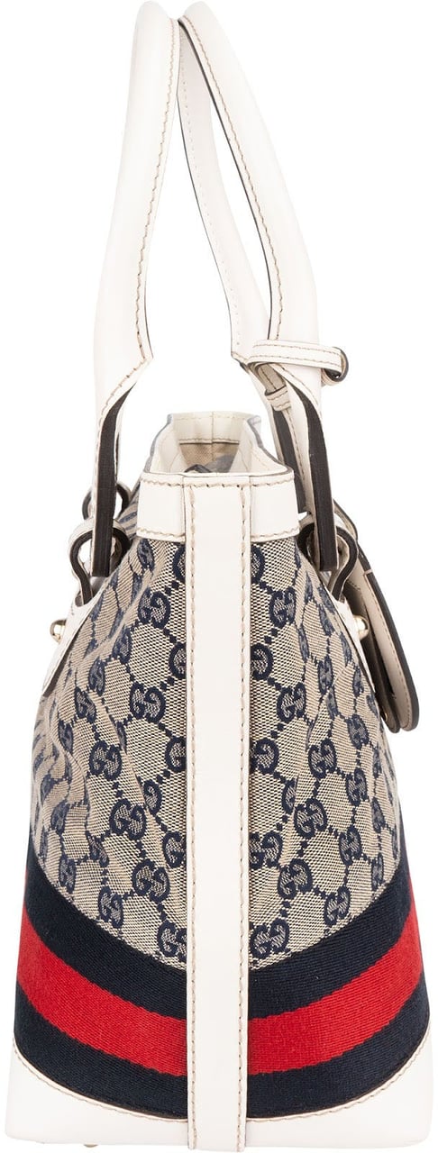 Gucci Monogram GG Canvas Sherry Line White Tote Shoulder Bag Divers
