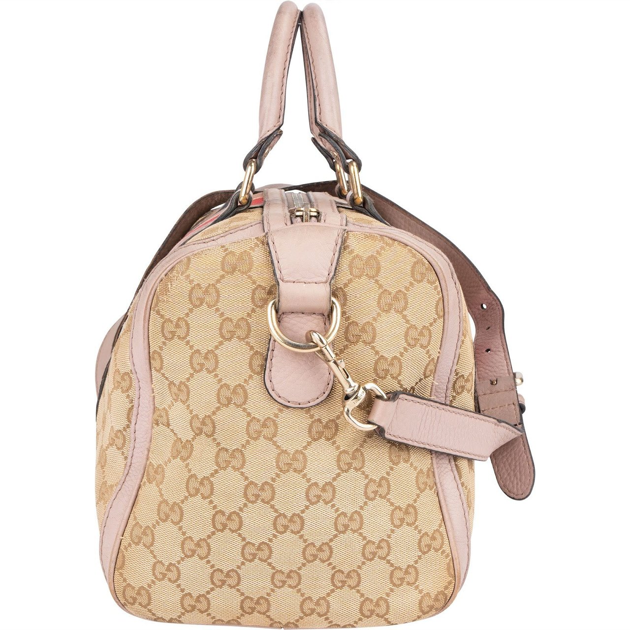 Gucci Gucci Monogram GG Canvas Boston Handbag Beige