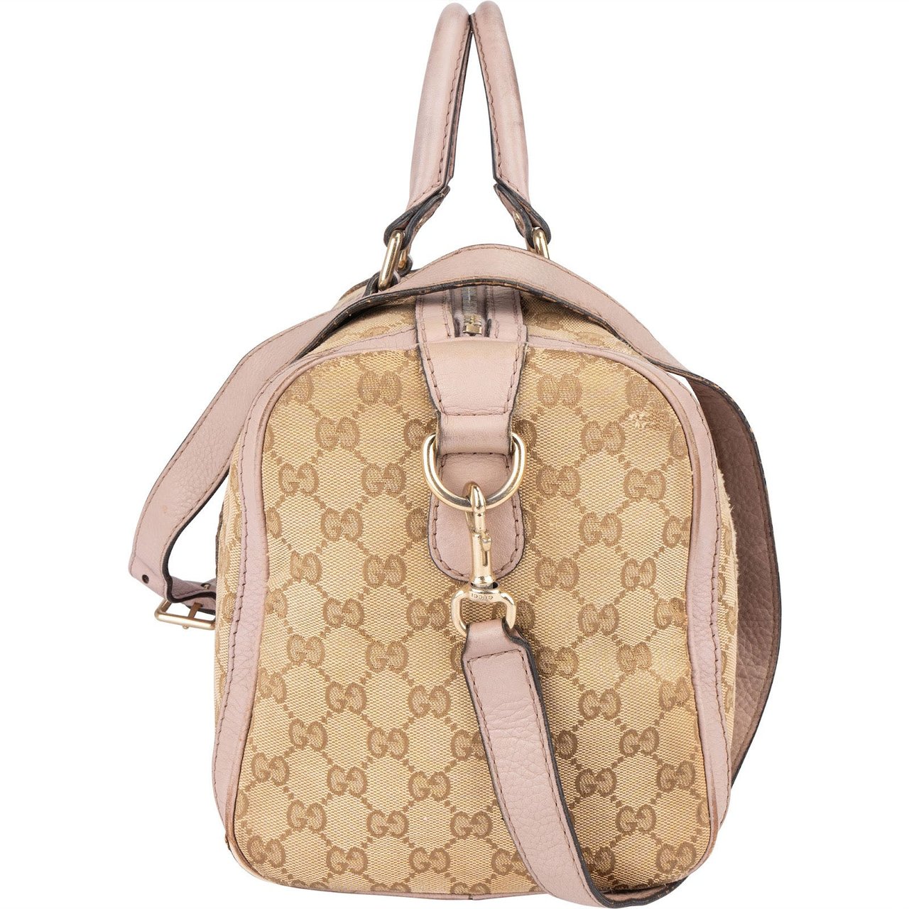 Gucci Gucci Monogram GG Canvas Boston Handbag Beige
