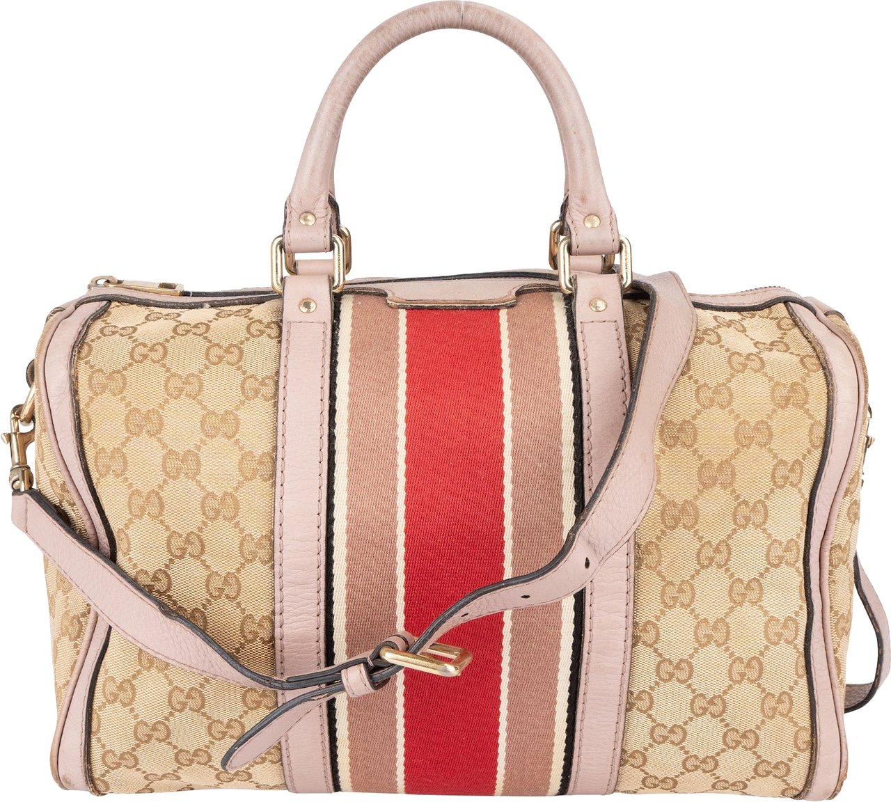 Gucci Monogram GG Canvas Boston Handbag Beige