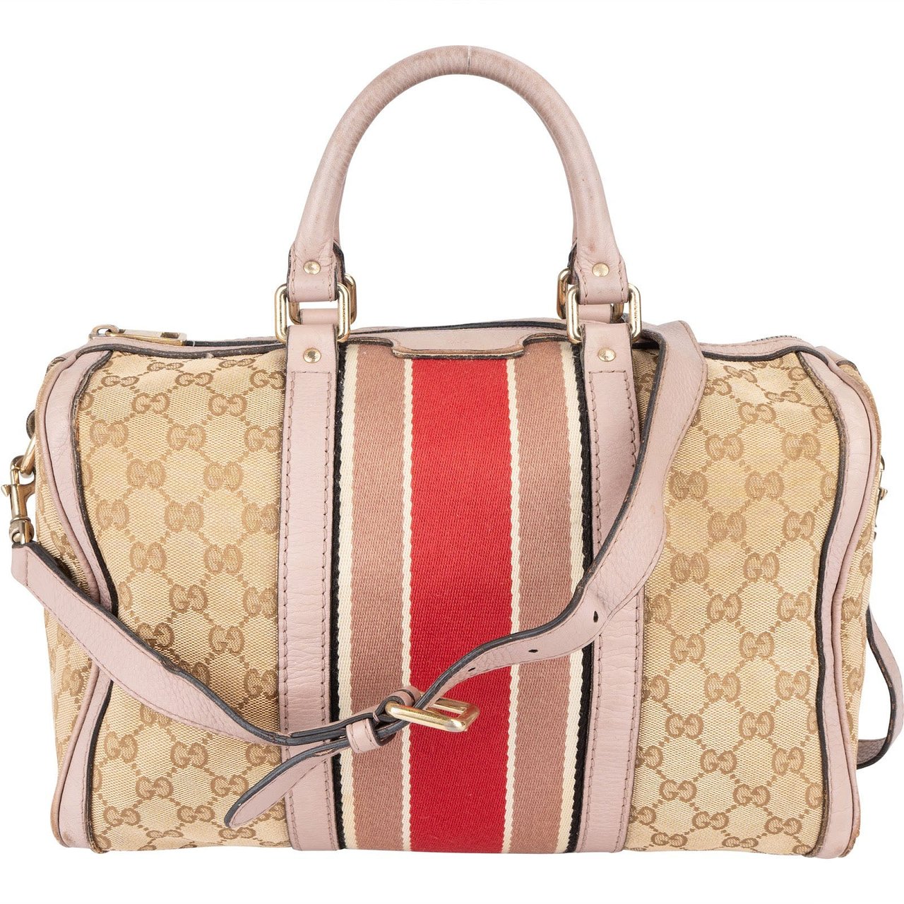 Gucci Gucci Monogram GG Canvas Boston Handbag Beige