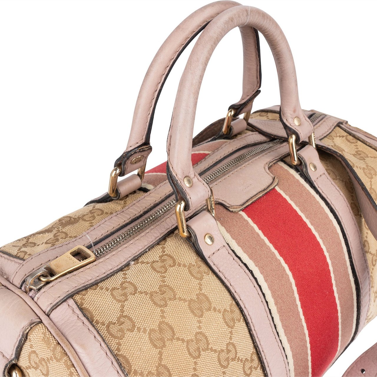 Gucci Monogram GG Canvas Boston Handbag Beige