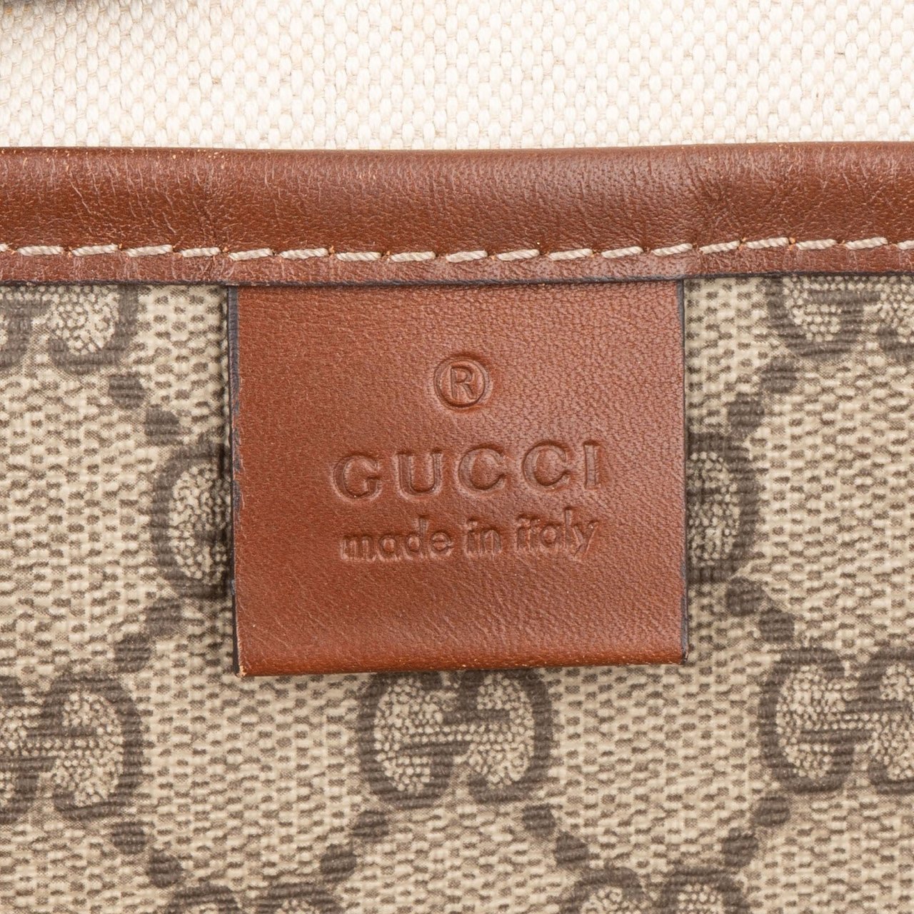 Gucci Gucci Canvas GG Monogram Sherry Line Handbag Beige