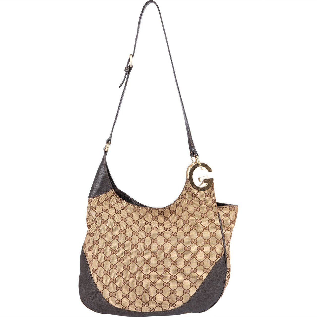 Gucci Gucci Monogram GG Canvas Charlotte Hobo Crossbody Bag Beige