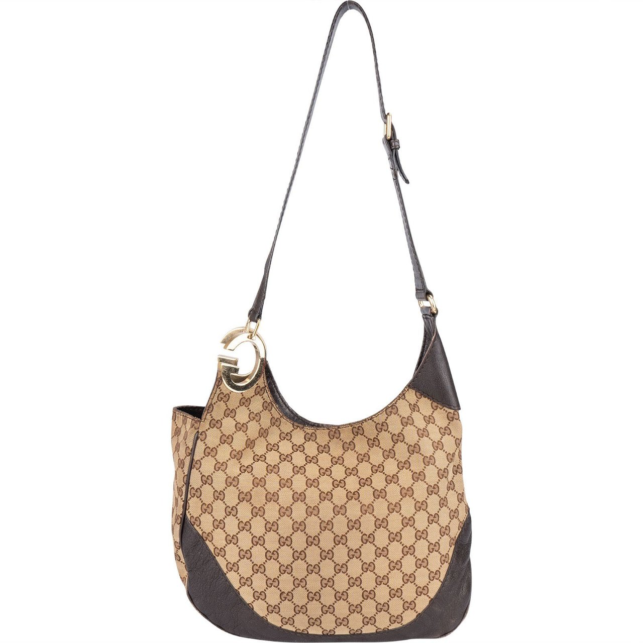 Gucci Gucci Monogram GG Canvas Charlotte Hobo Crossbody Bag Beige